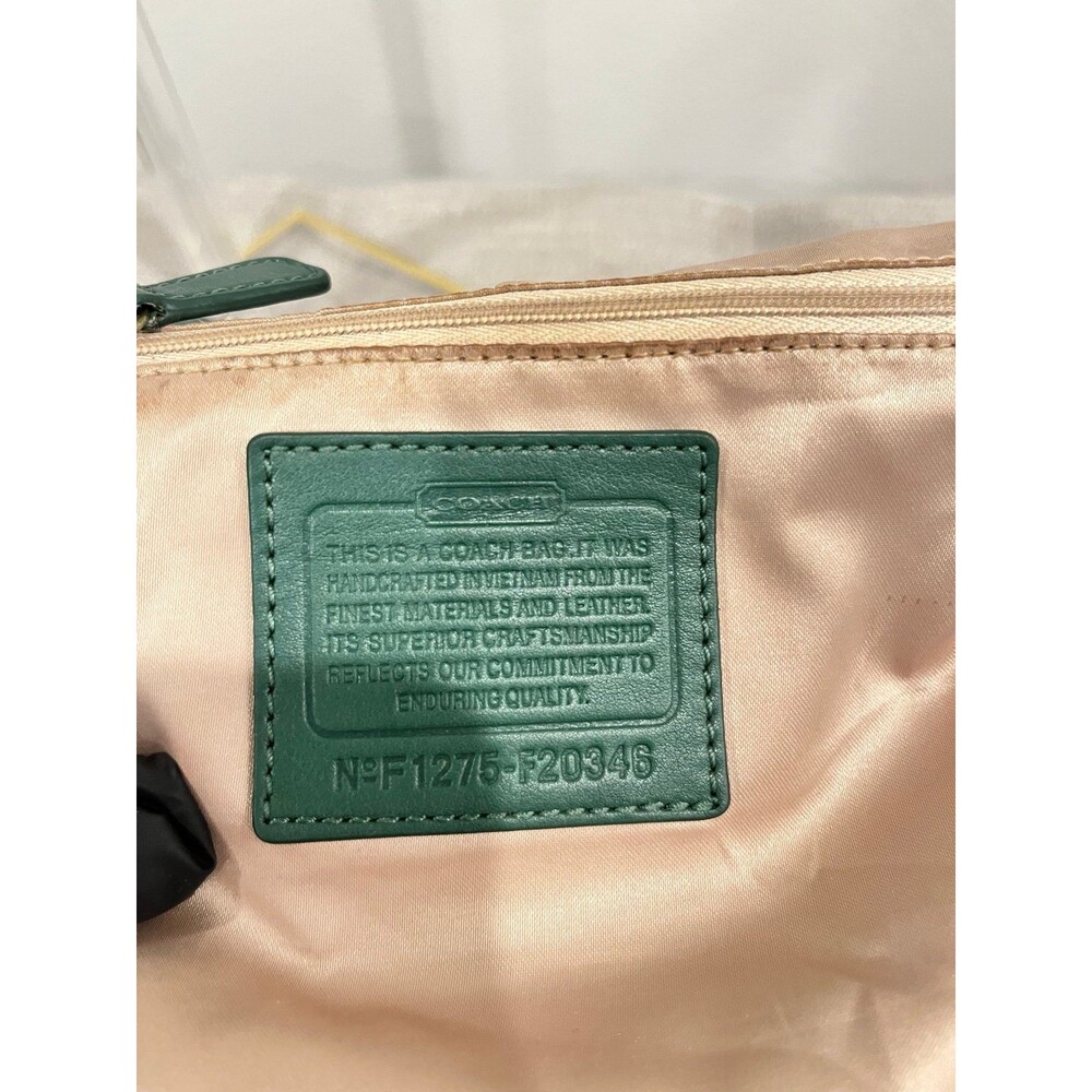 Coach Green Croc Embossed Leather Satchel Handbag - Picture 2 of 12